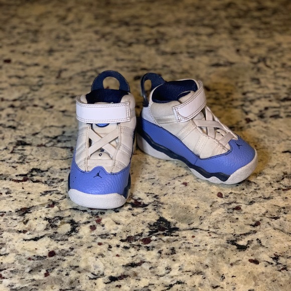 blue and white infant jordans
